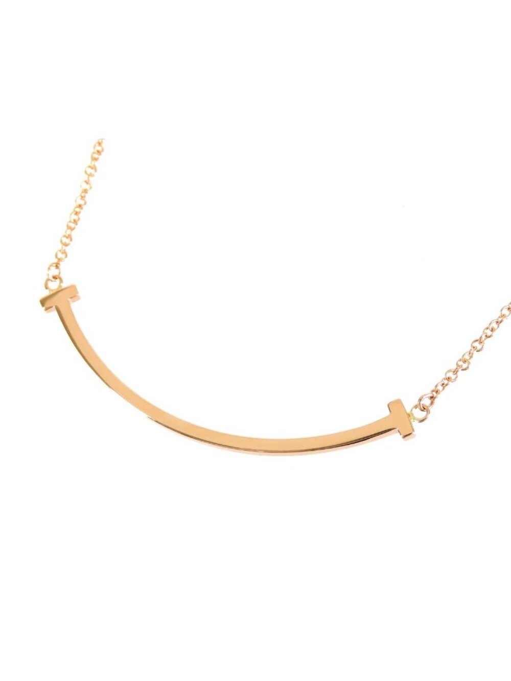 Tiffany & Co T Smile Small Pendant Pink Gold 18k Necklace